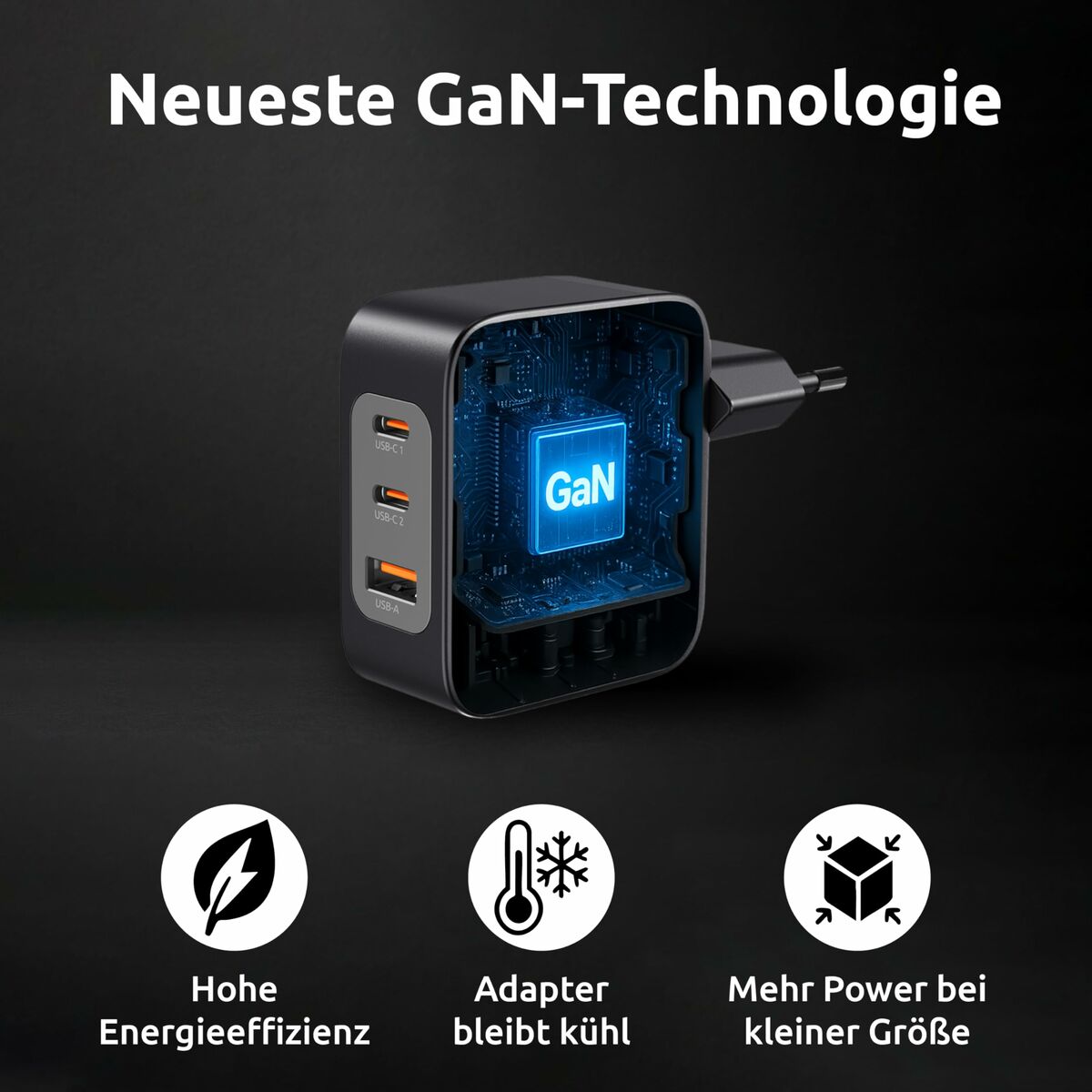 Wall Charger INTENSO GaN W100ACC Black 100 W
