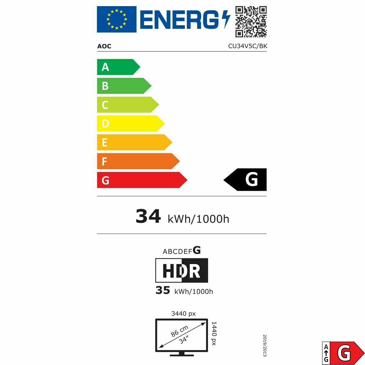 Monitor AOC CU34V5C/BK Wide Quad HD 34″
