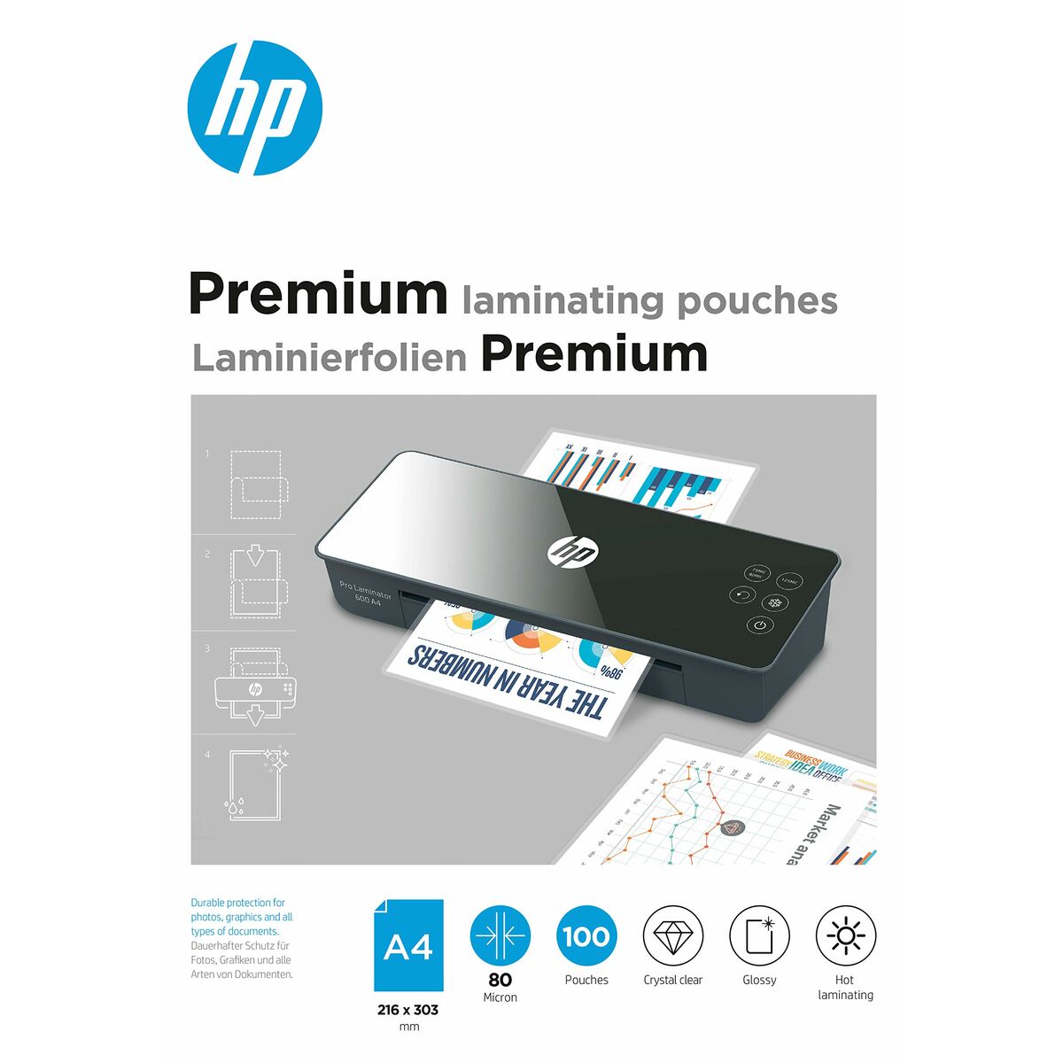 Laminating sleeves HP HPF9123A4080100 A4 80 mic