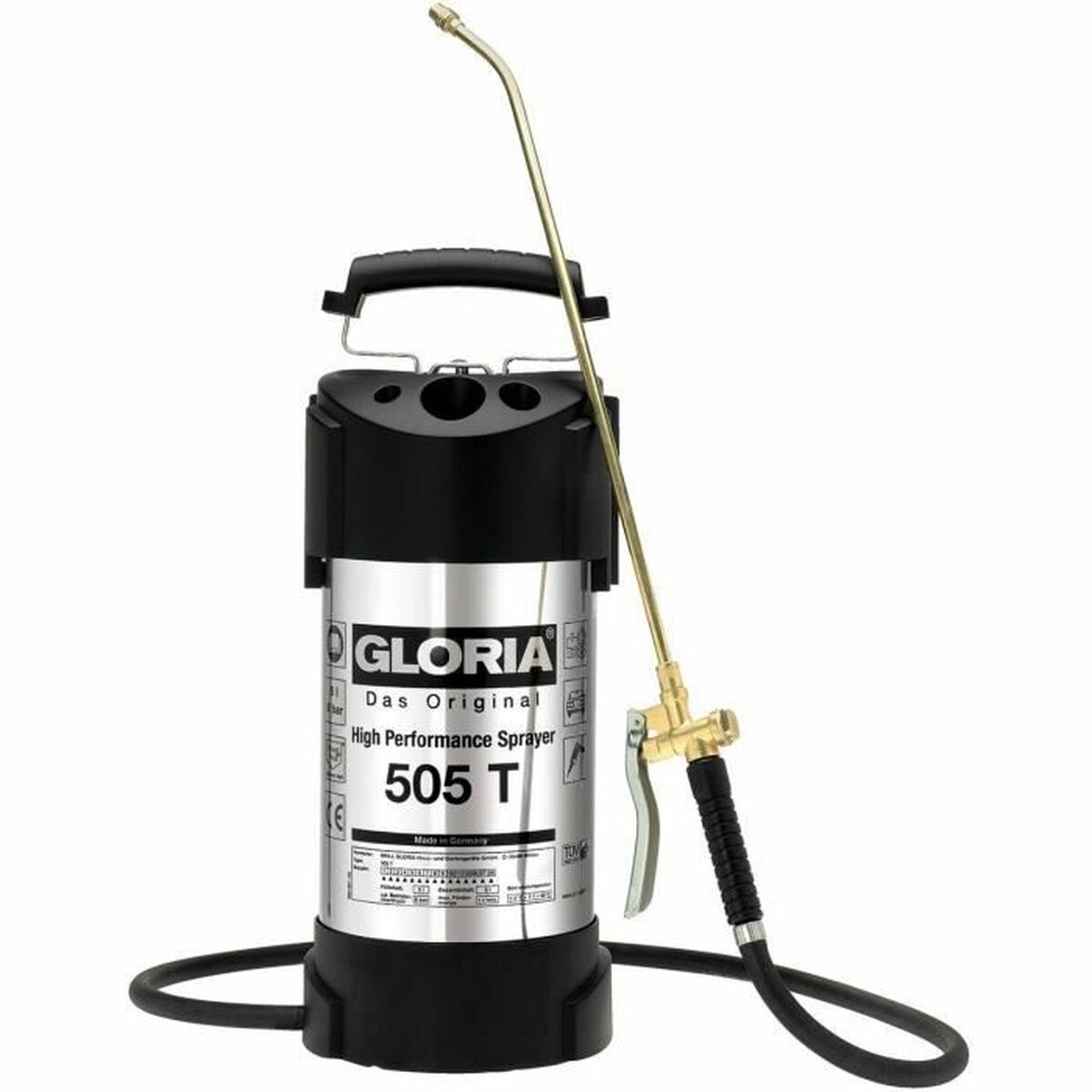 Garden Pressure Sprayer Gloria 505t Stainless steel Brass 6 BAR 5 L
