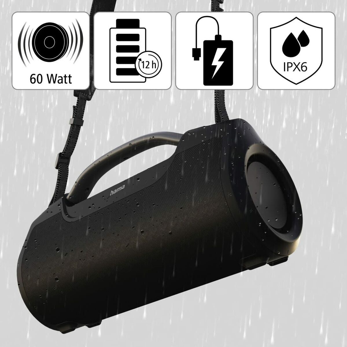 Portable Bluetooth Speakers Hama 00188217 Black 60 W