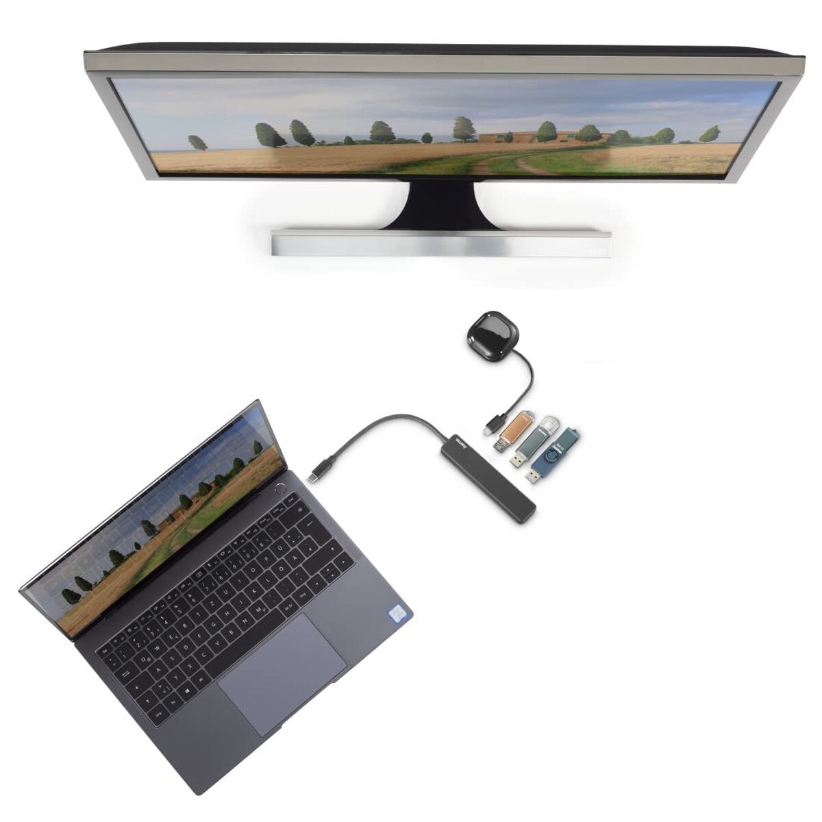 USB Hub Hama 00200117 Black 60 W