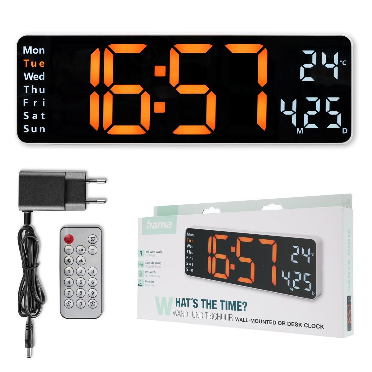 Wall Clock with Thermometer Hama 00222224 White Black