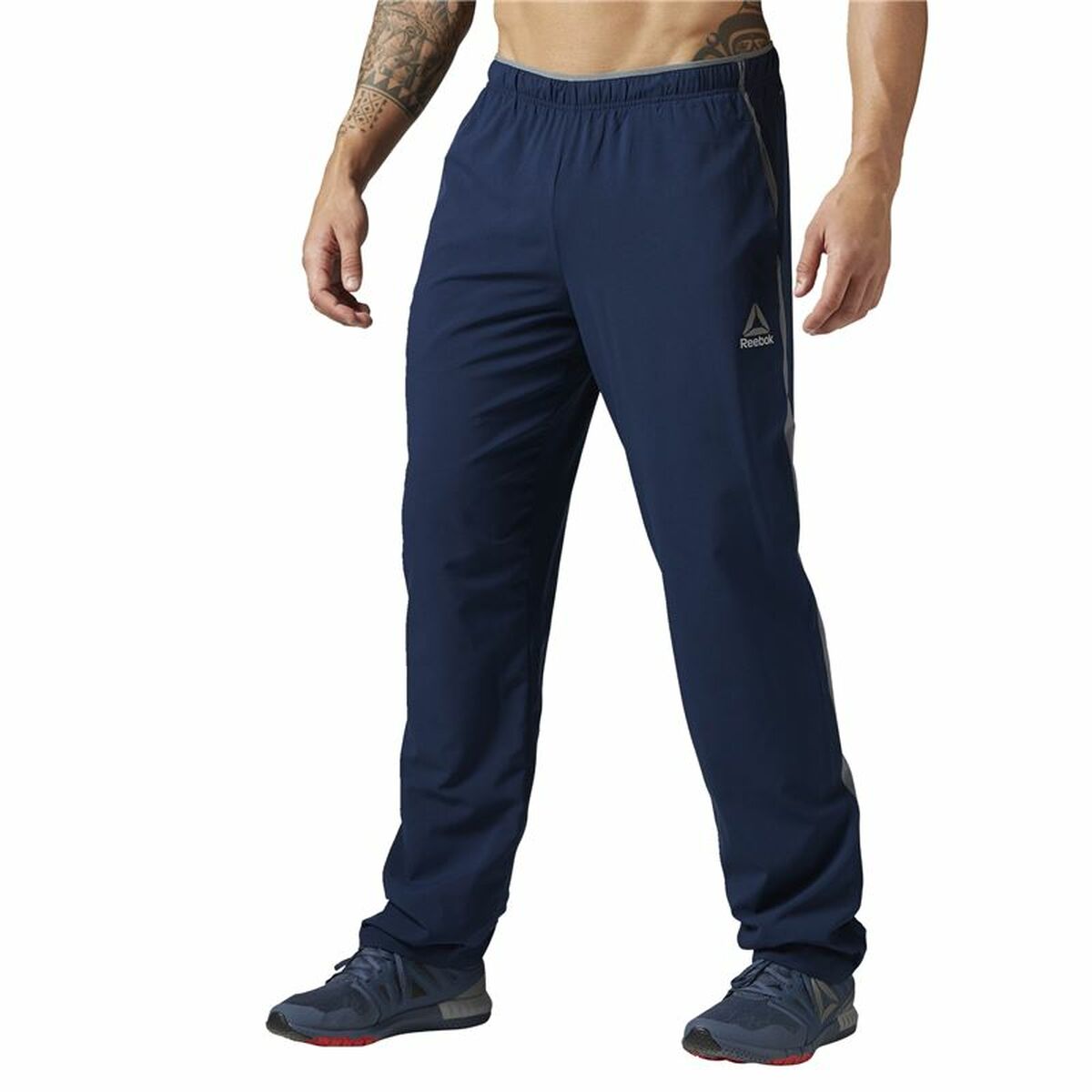 Long Sports Trousers Reebok Workout Ready Dark blue Men Long Sports Trousers Reebok Workout Ready Dark blue Men