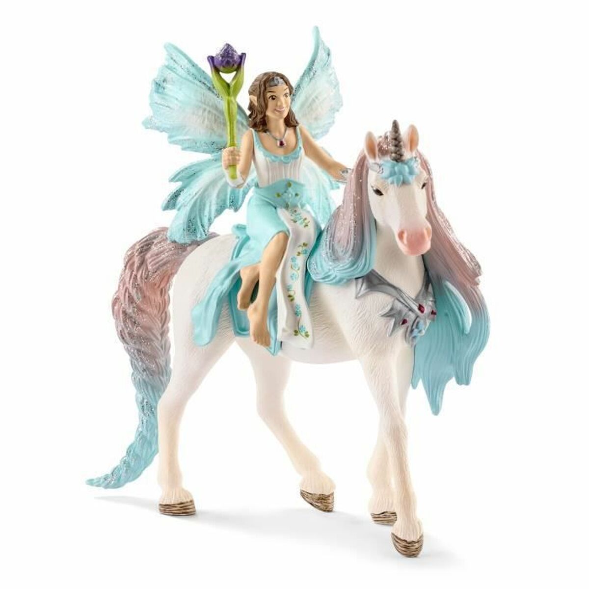 Action Figure Schleich Fe Eyela with princess unicorn Unicorn 3 Pieces