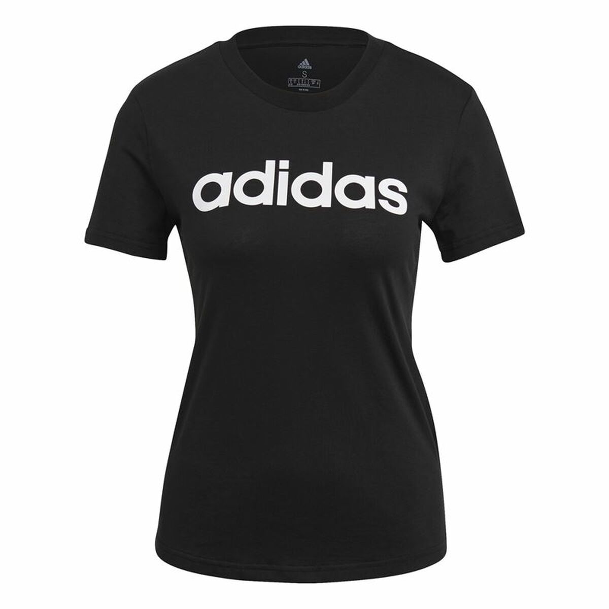 Womens Short Sleeve T-Shirt Adidas Lin T Black (XS)