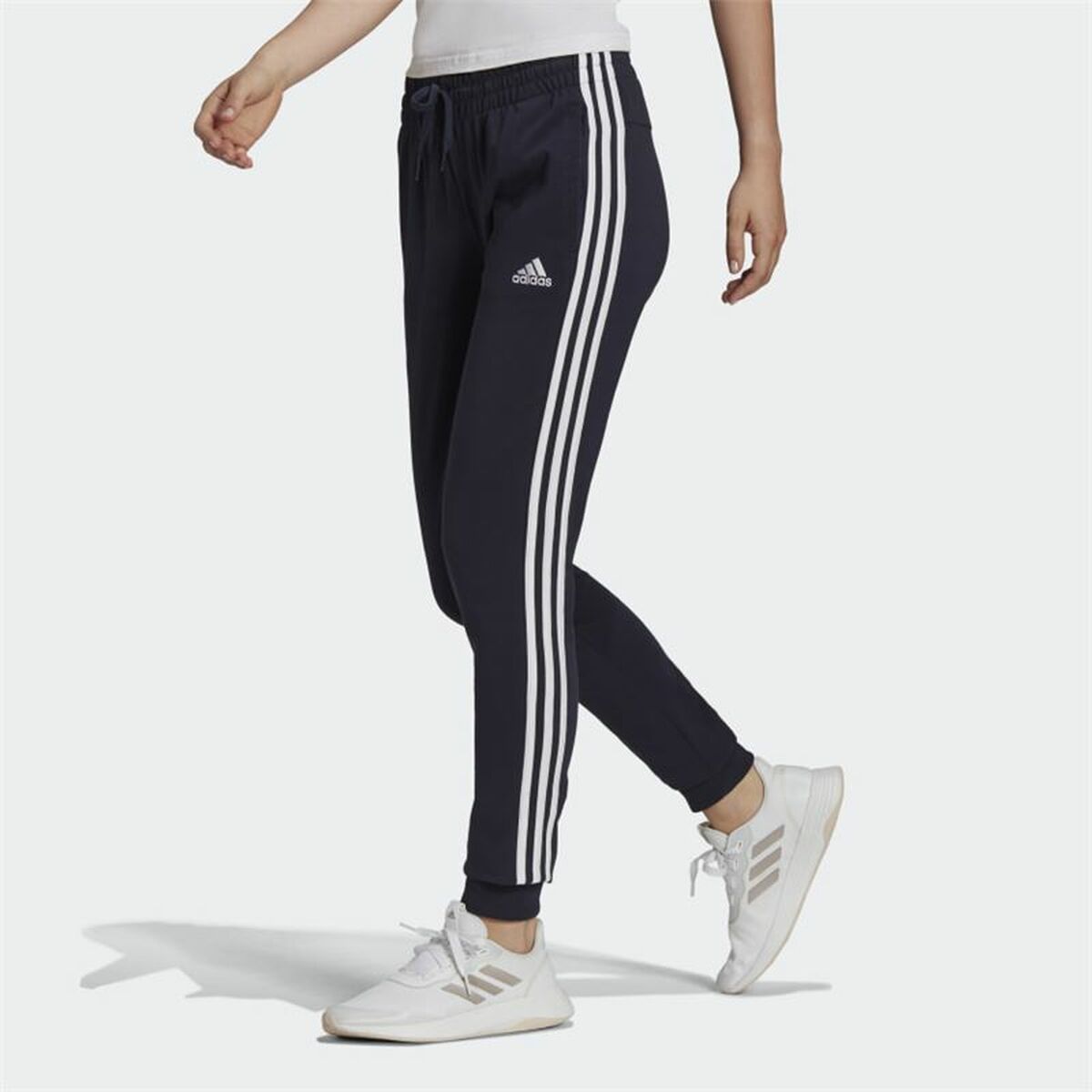 Long Sports Trousers Adidas Essentials 3 Bandas W Navy Blue Lady