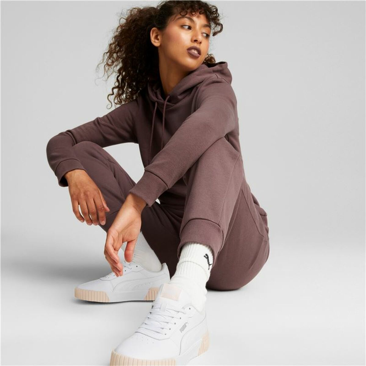 Adult’s Tracksuit Bottoms Puma Ess+ Embroidery High-Waist Brown Lady