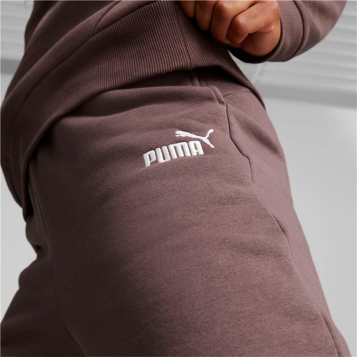Adult’s Tracksuit Bottoms Puma Ess+ Embroidery High-Waist Brown Lady