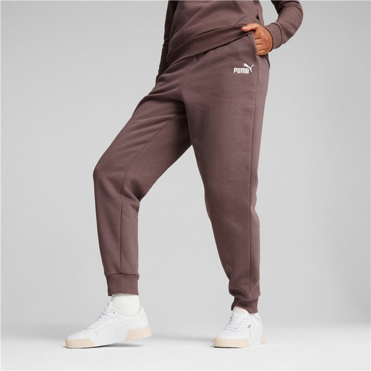 Adult’s Tracksuit Bottoms Puma Ess+ Embroidery High-Waist Brown Lady