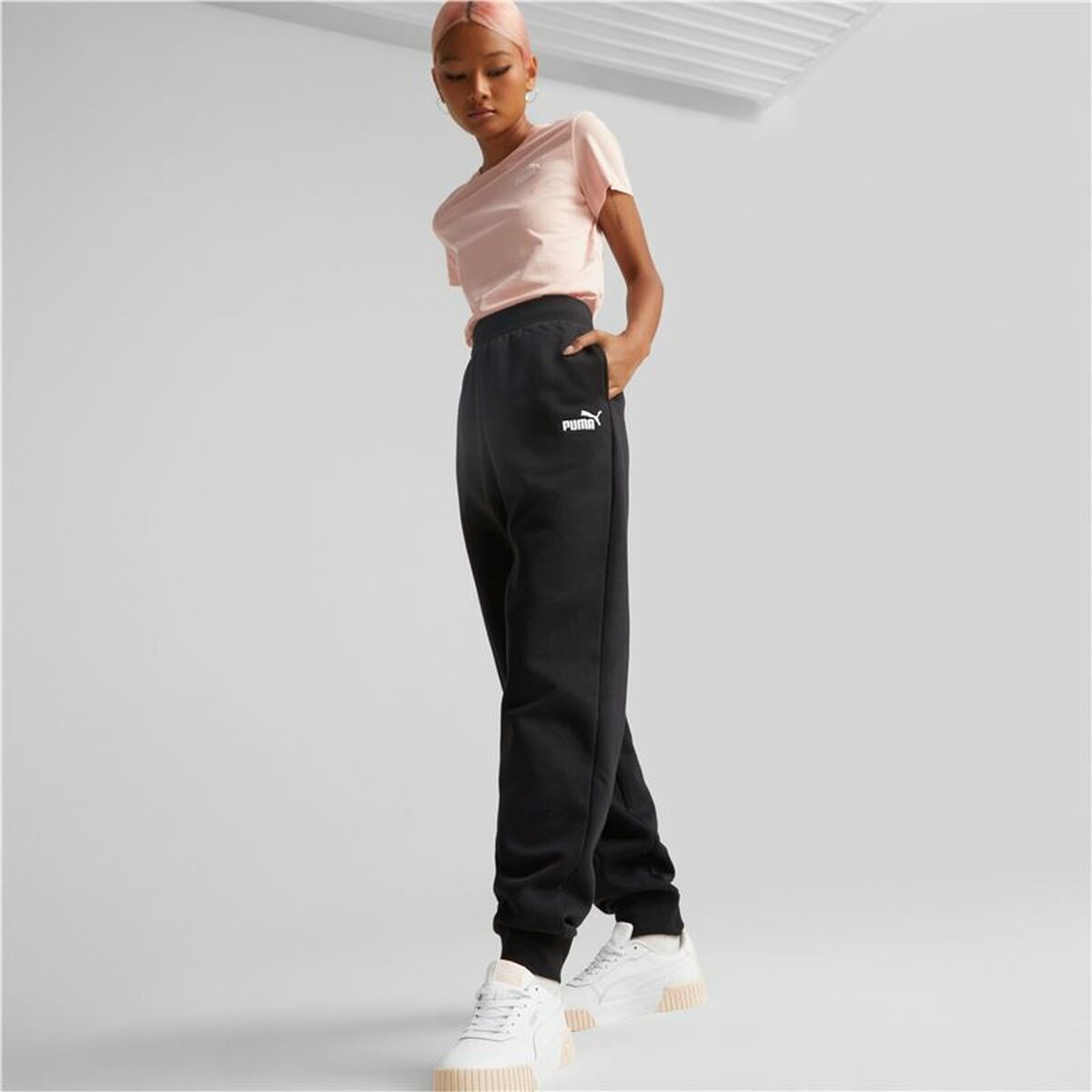 Adult’s Tracksuit Bottoms Puma ESS+ Embroidery High-Waist Lady Black