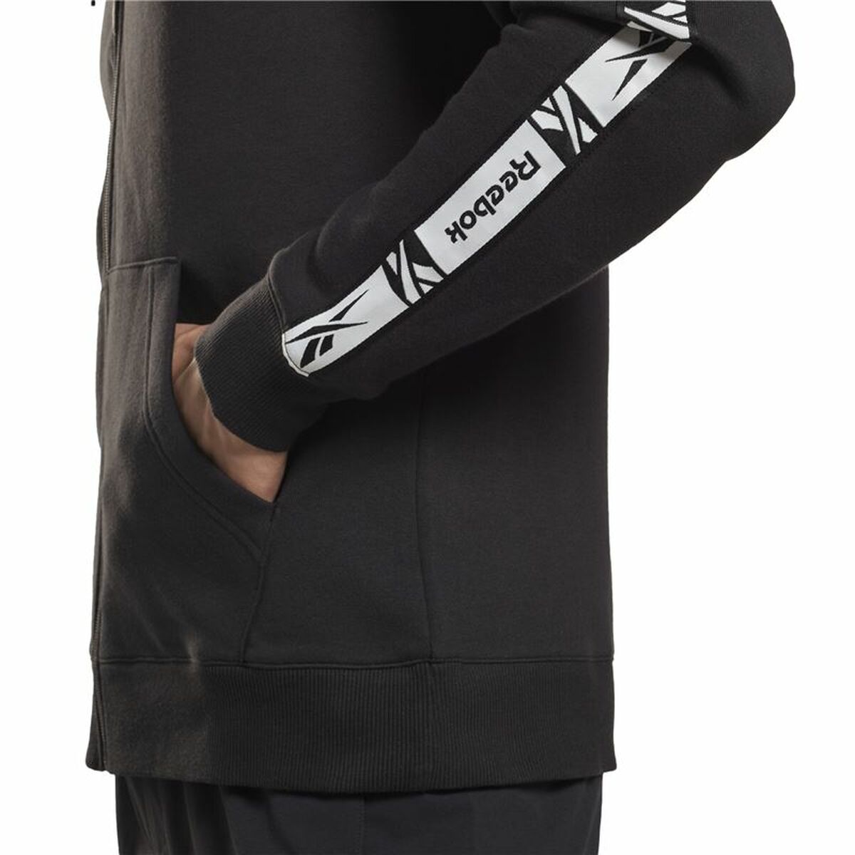 Men’s Sports Jacket Reebok Identity Tape FZ Black