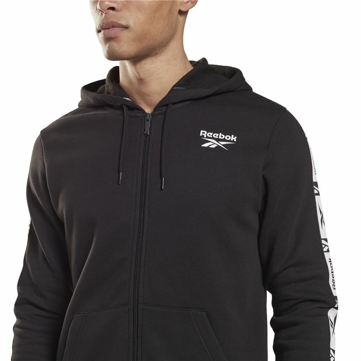 Men’s Sports Jacket Reebok Identity Tape FZ Black