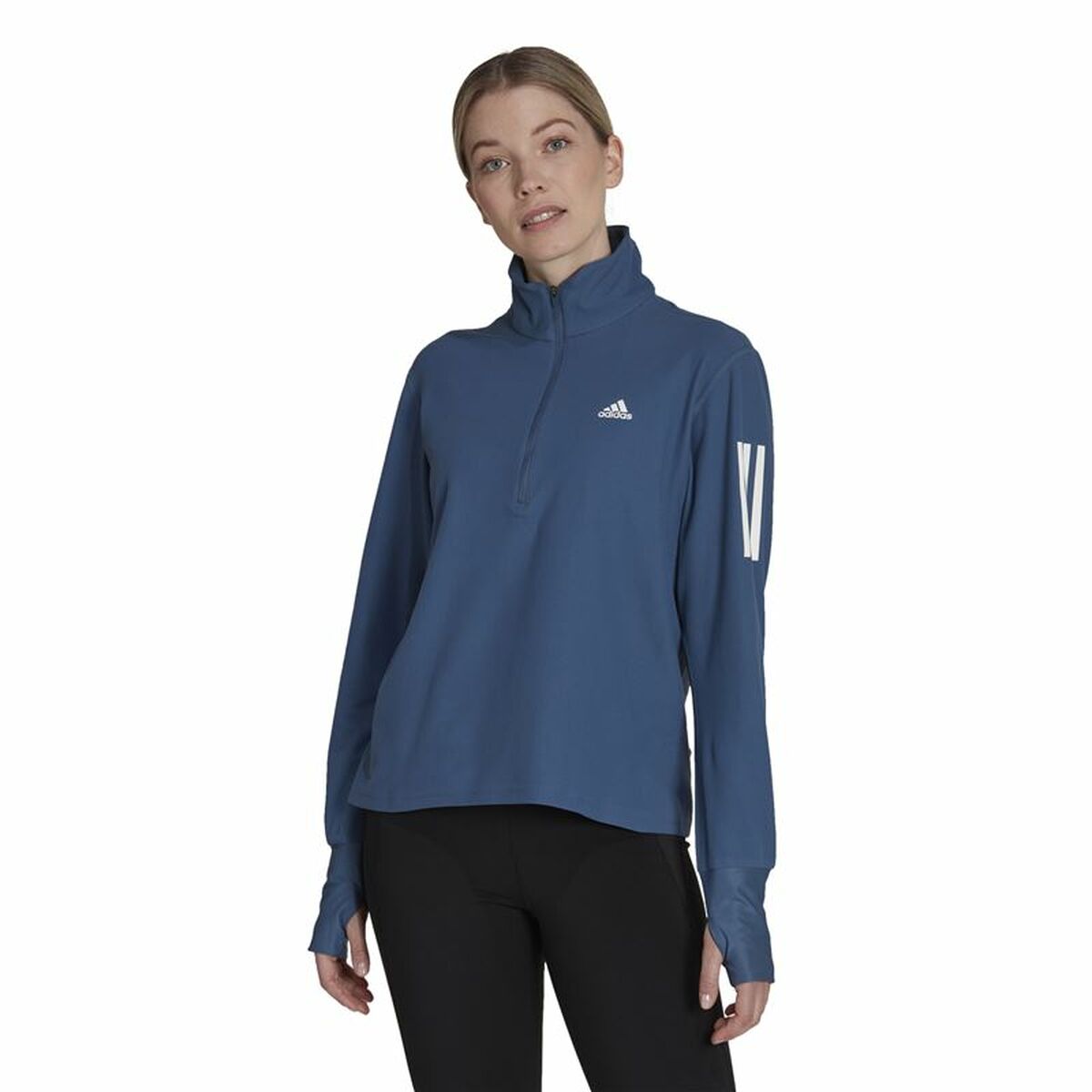 Women’s long sleeve T-shirt Adidas Own the Run 1/2 Zip Indigo