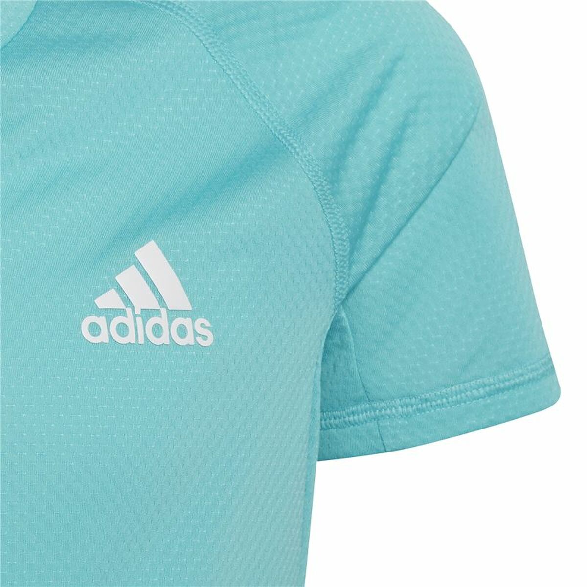 Child’s Short Sleeve T-Shirt Adidas Aeroready Three Stripes Aquamarine