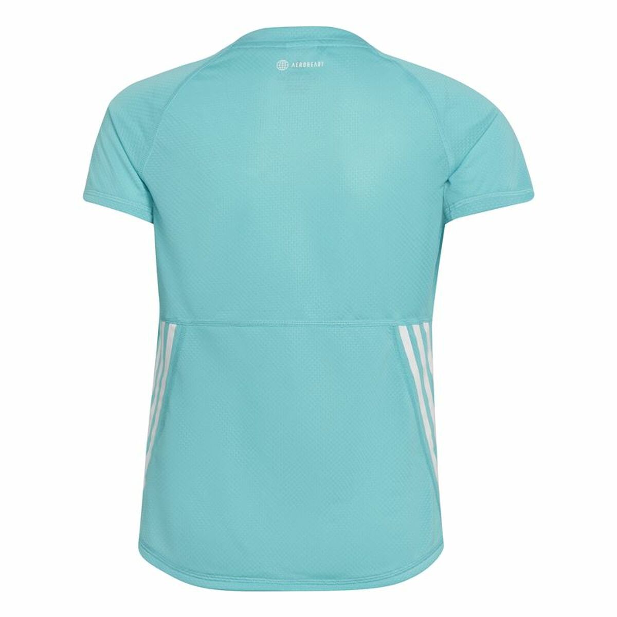 Child’s Short Sleeve T-Shirt Adidas Aeroready Three Stripes Aquamarine