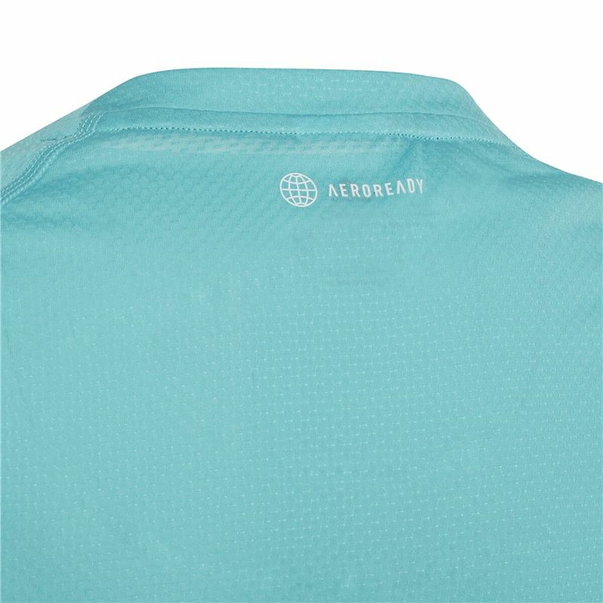 Child’s Short Sleeve T-Shirt Adidas Aeroready Three Stripes Aquamarine