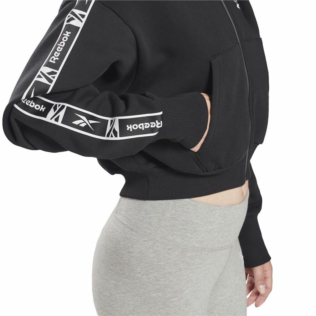 Women’s Sports Jacket Reebok Tape Pack Full Zip Black