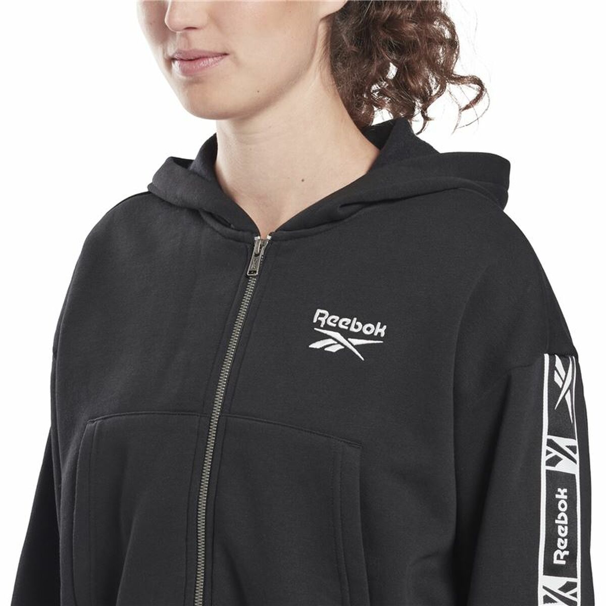 Women’s Sports Jacket Reebok Tape Pack Full Zip Black