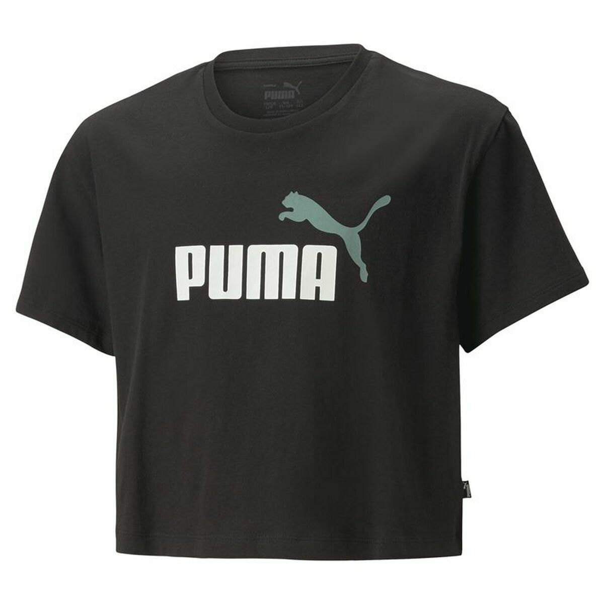 Child’s Short Sleeve T-Shirt Puma Logo Cropped  Black