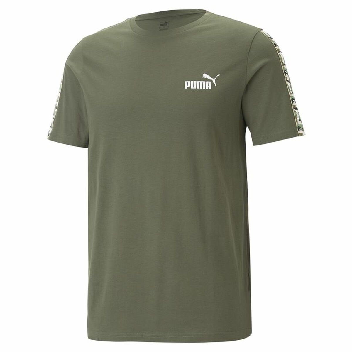 Men’s Short Sleeve T-Shirt Puma Ess Tape Camo Moss S Green Olive Men’s Short Sleeve T-Shirt Puma Ess Tape Camo Moss S Green Olive