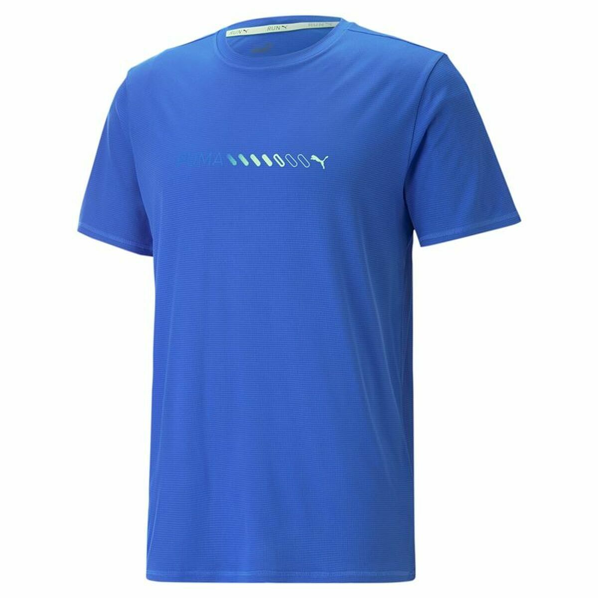 Mens Short Sleeve T-Shirt Puma Run Favorite Logo Blue
