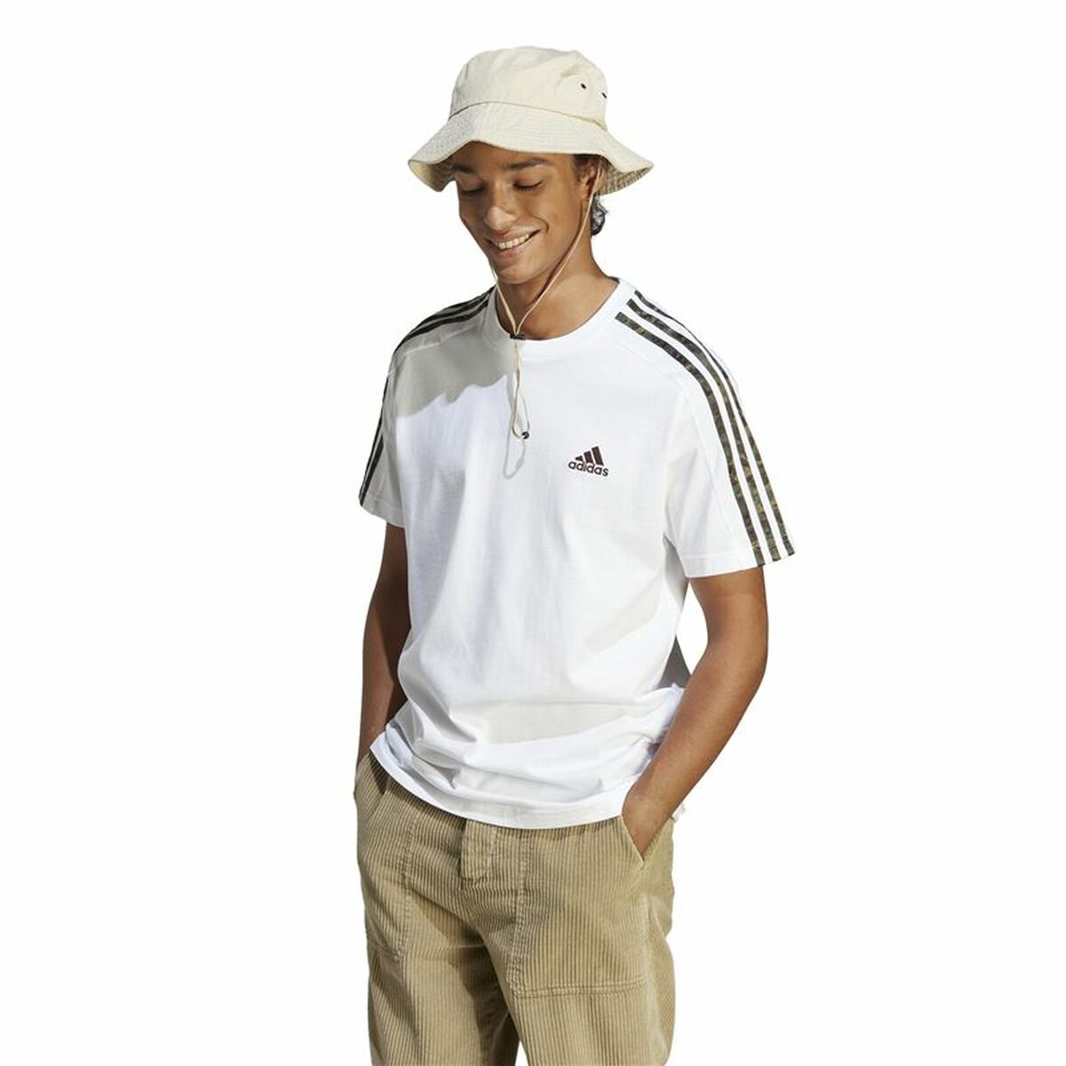 Men’s Short Sleeve T-Shirt Adidas Essentials Single 3S White