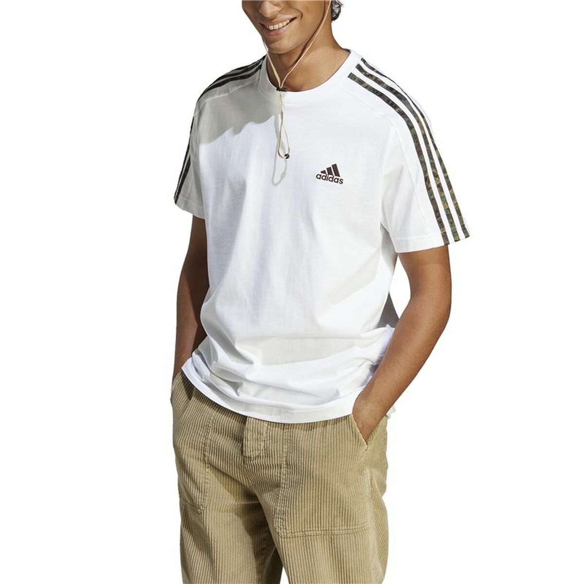 Men’s Short Sleeve T-Shirt Adidas Essentials Single 3S White