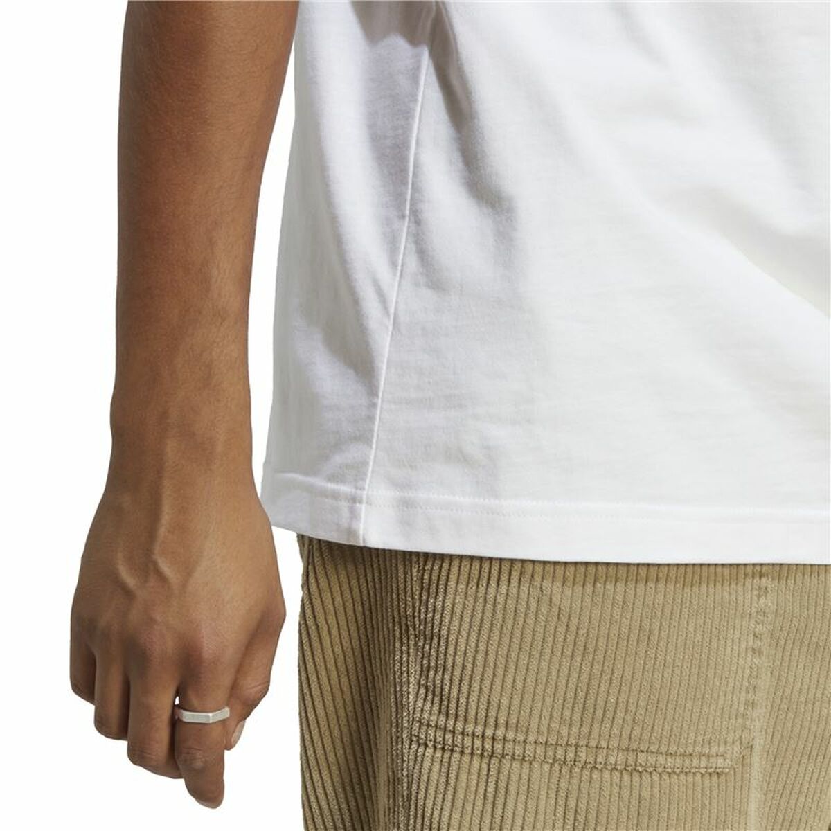 Men’s Short Sleeve T-Shirt Adidas Essentials Single 3S White