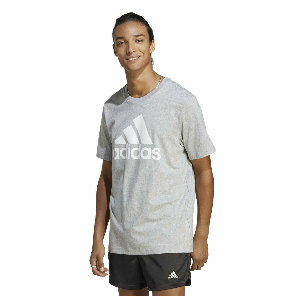 Men’s Short Sleeve T-Shirt Adidas Essentials Single Big Logo Grey Light grey Men’s Short Sleeve T-Shirt Adidas Essentials Single Big Logo Grey Light grey