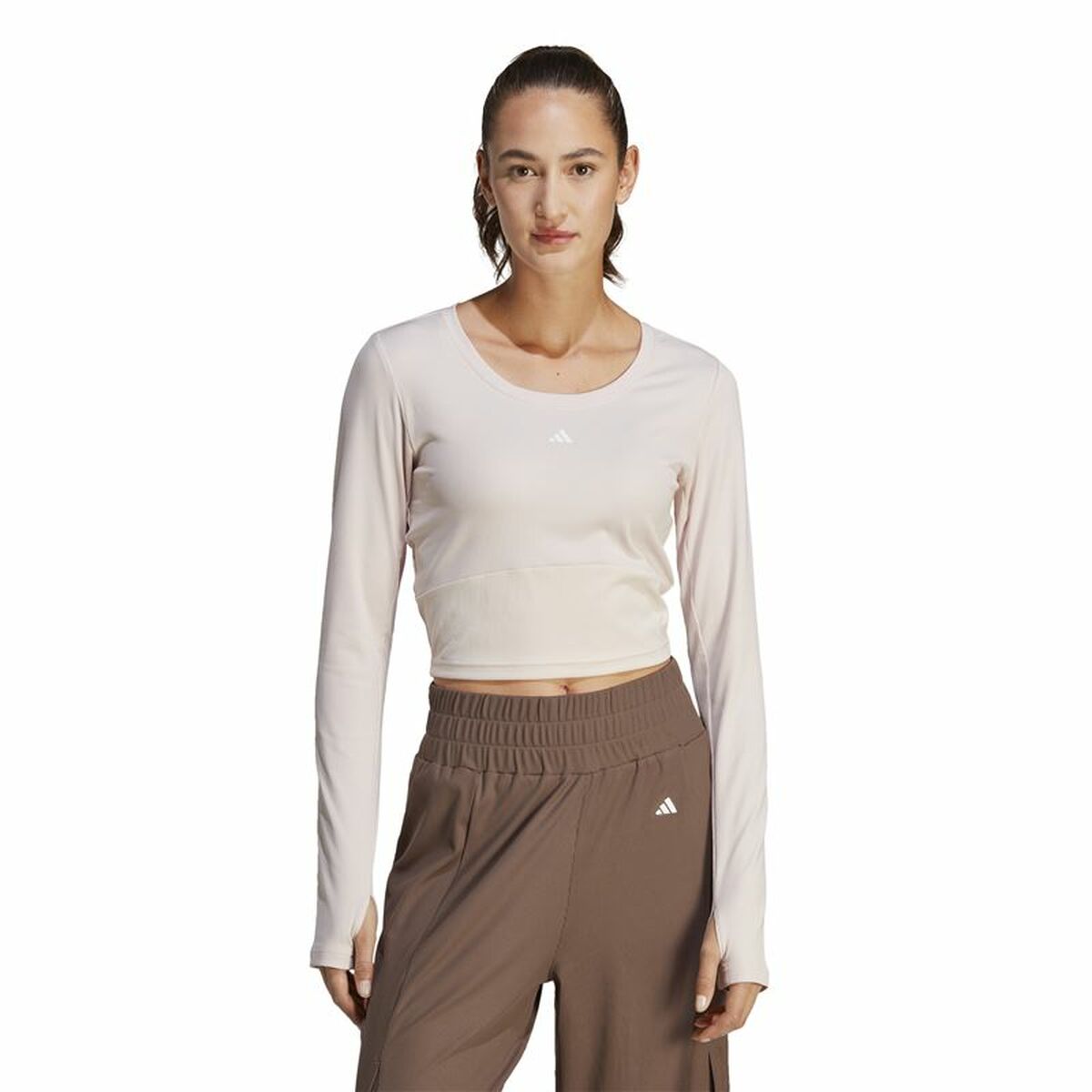 Women’s long sleeve T-shirt Adidas Studio Beige
