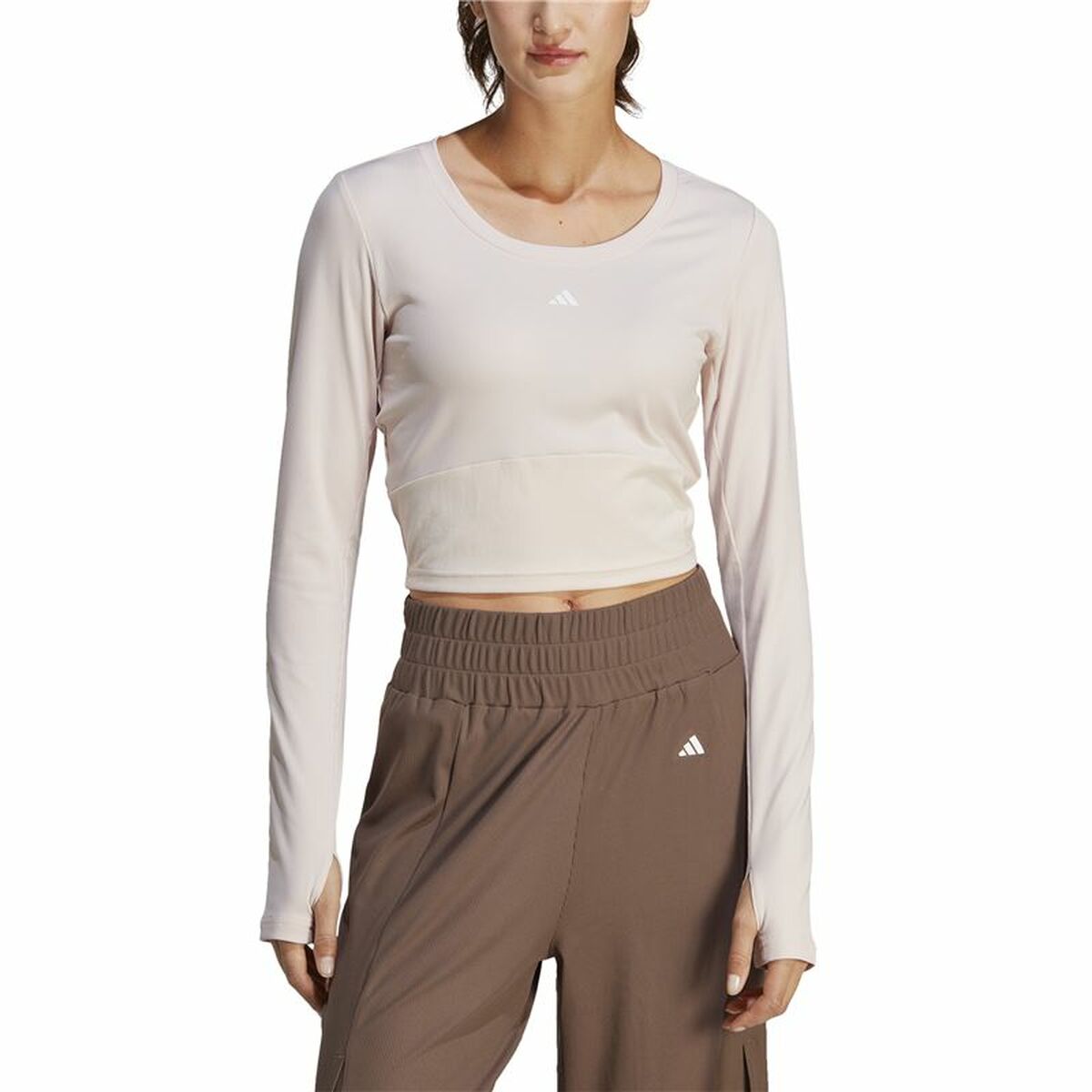 Women’s long sleeve T-shirt Adidas Studio Beige