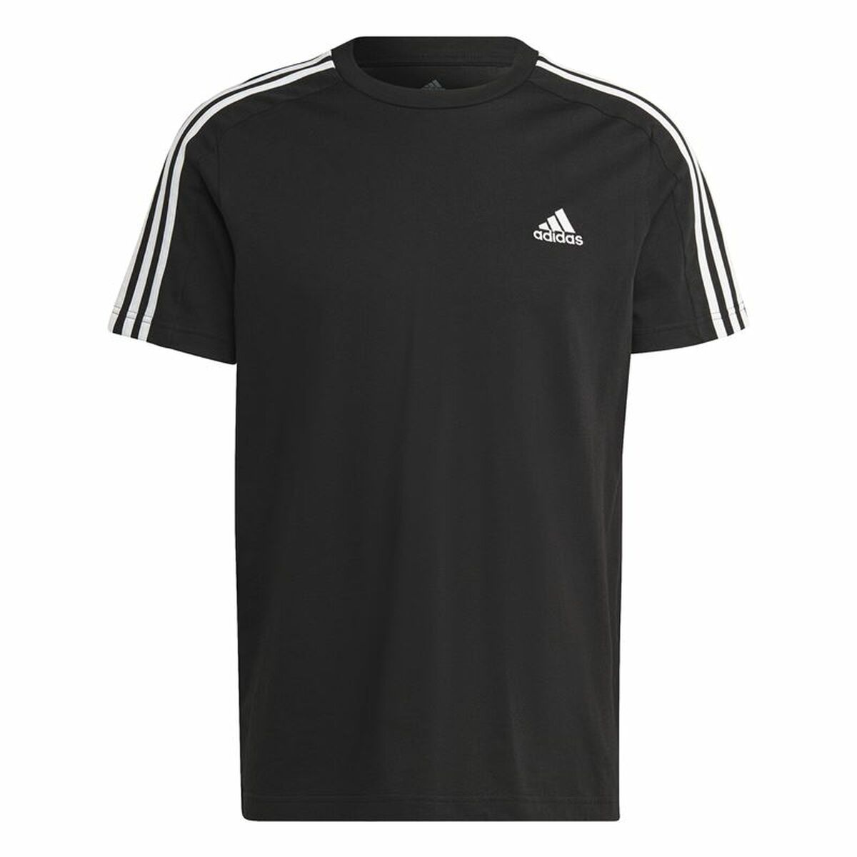 Men’s Short Sleeve T-Shirt Adidas Essentials Single 3 Bandas Black