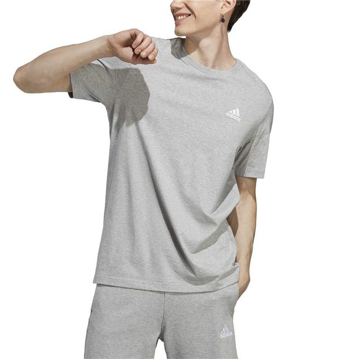 Mens Short Sleeve T-Shirt Adidas Essentials Light grey S