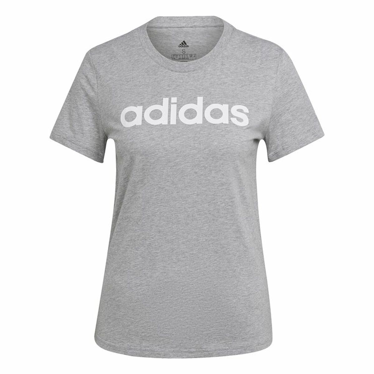 Womens Short Sleeve T-Shirt Adidas Essentials Logo Mujer Light grey (L)