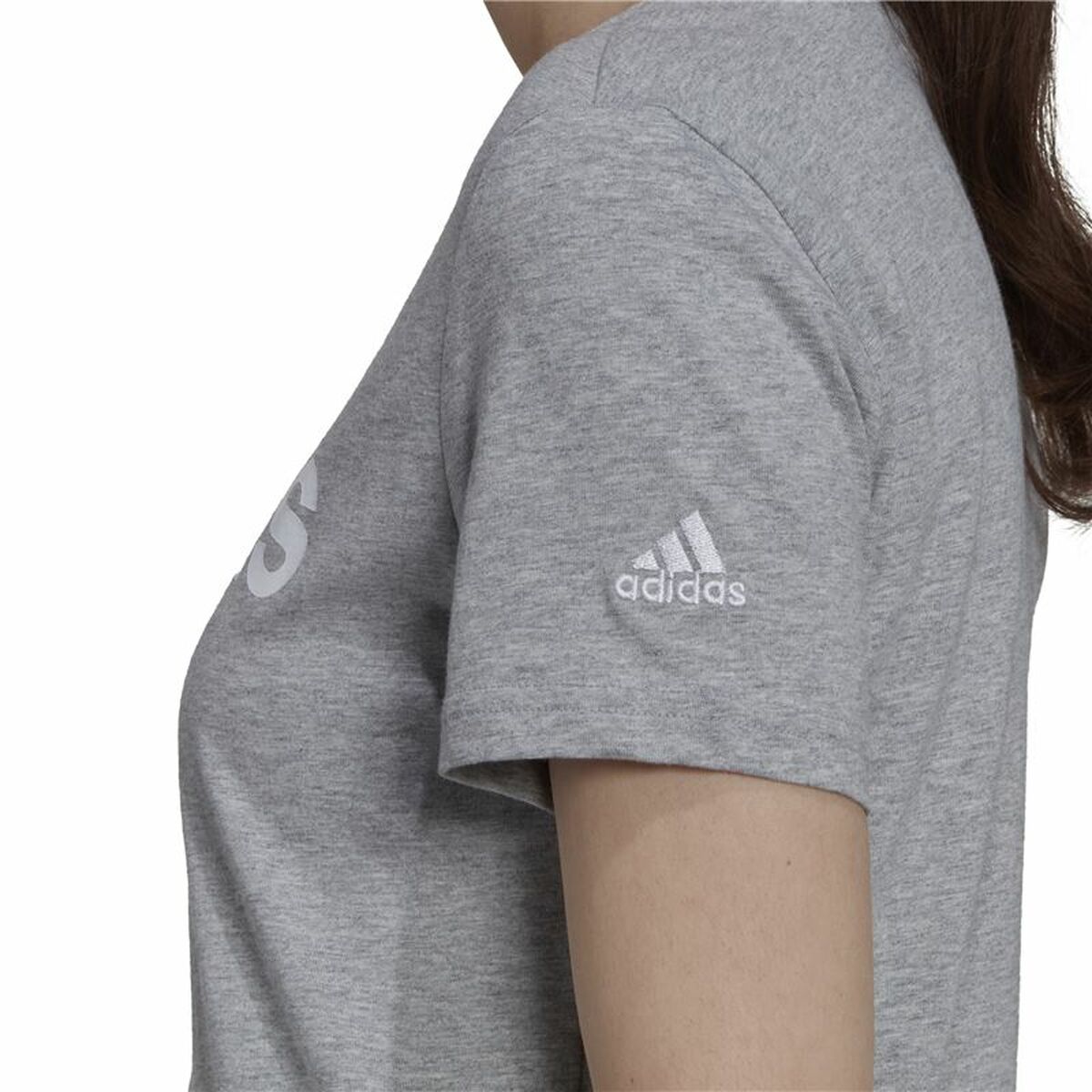 Womens Short Sleeve T-Shirt Adidas Essentials Logo Mujer Light grey (L)