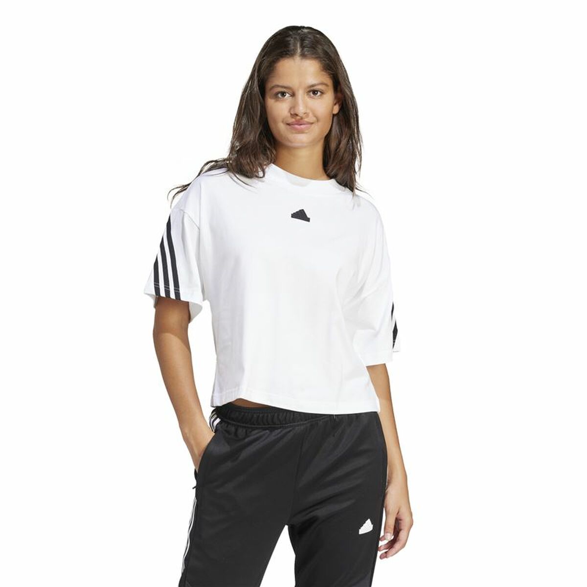 Womens Short Sleeve T-Shirt Adidas Future Icons 3 Bandas (S)