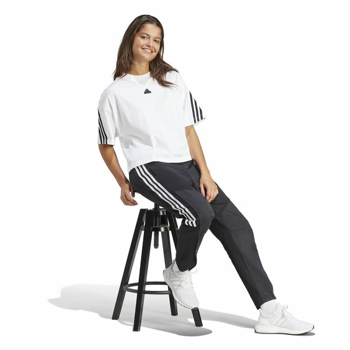 Womens Short Sleeve T-Shirt Adidas Future Icons 3 Bandas (S)