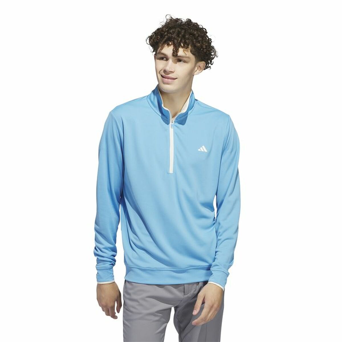 Mens Sweatshirt without Hood Adidas Lightweight Half-Zip Blue Water L