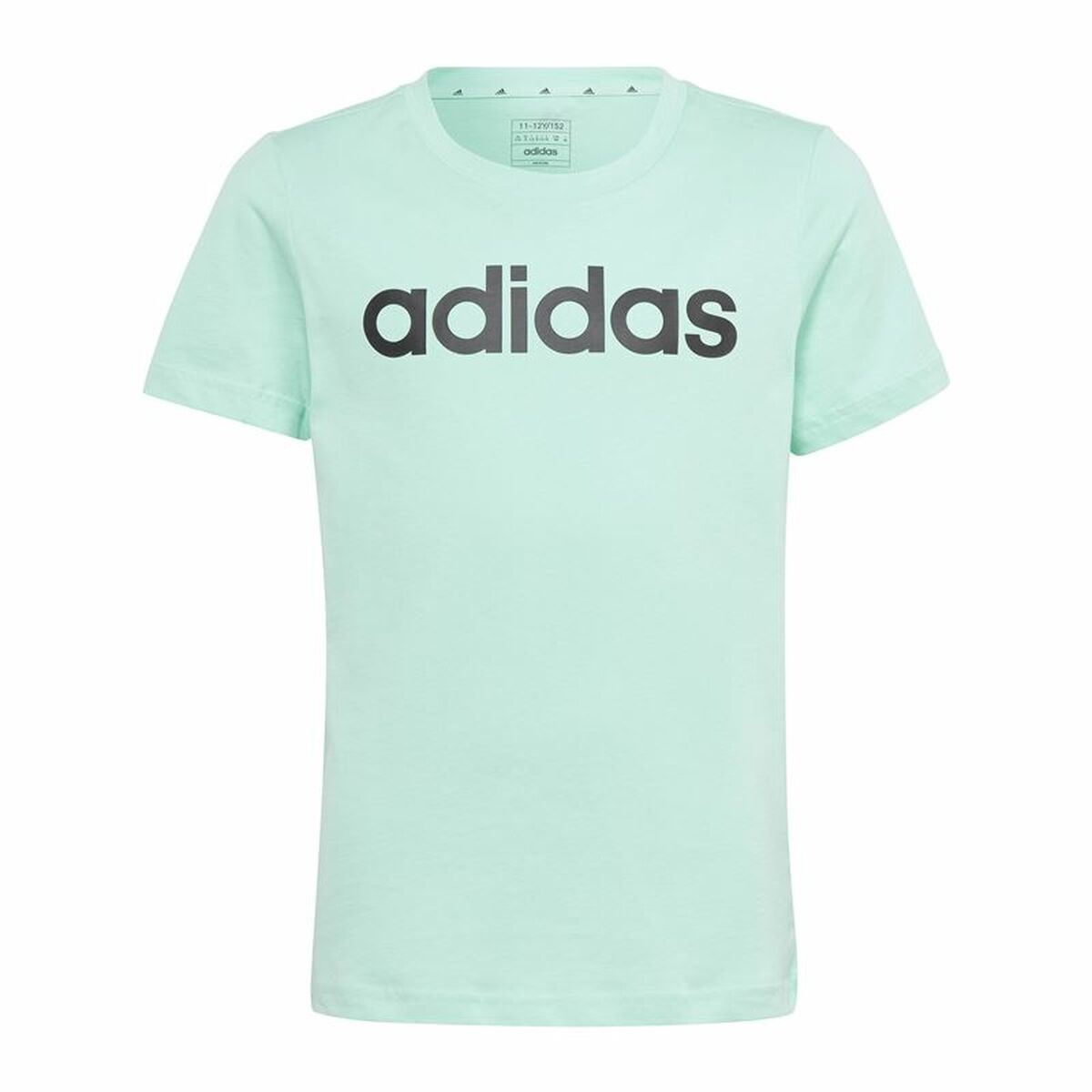 Child’s Short Sleeve T-Shirt Adidas Linear Logo Green Aquamarine