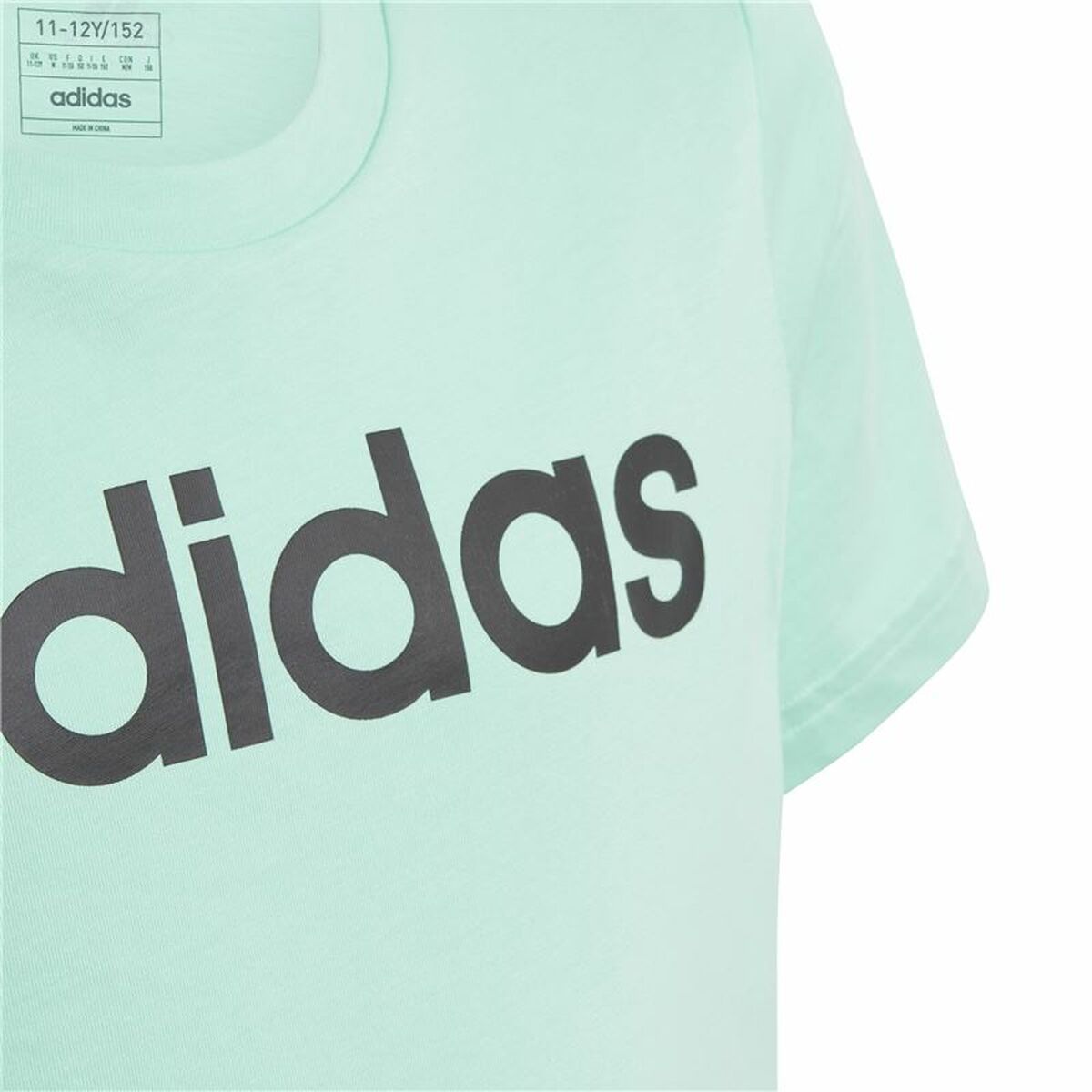 Child’s Short Sleeve T-Shirt Adidas Linear Logo Green Aquamarine
