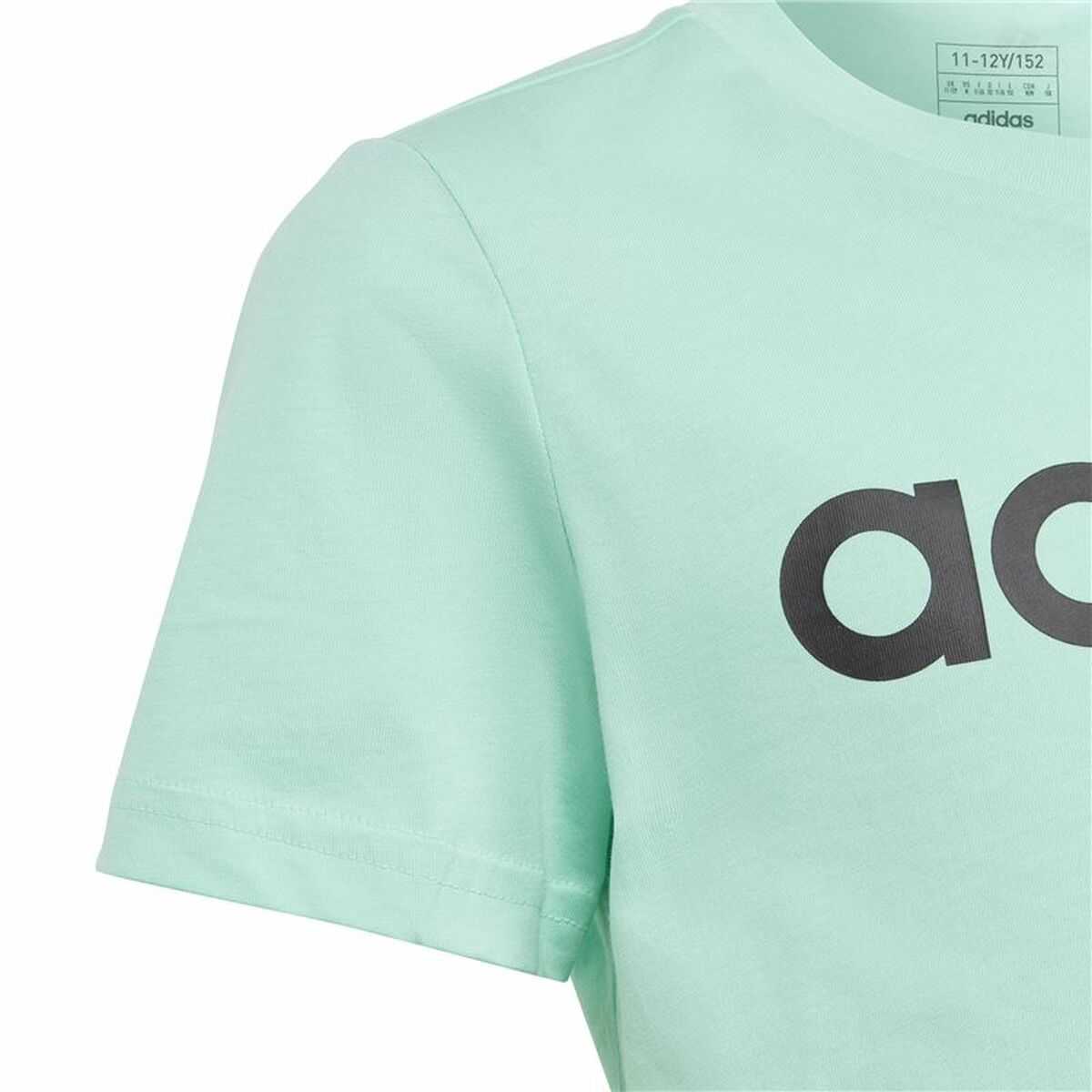 Child’s Short Sleeve T-Shirt Adidas Linear Logo Green Aquamarine