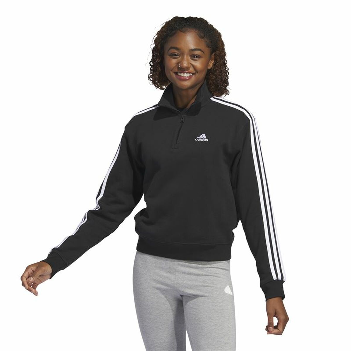 Women’s Sports Jacket Adidas 3S Ft Qz Black