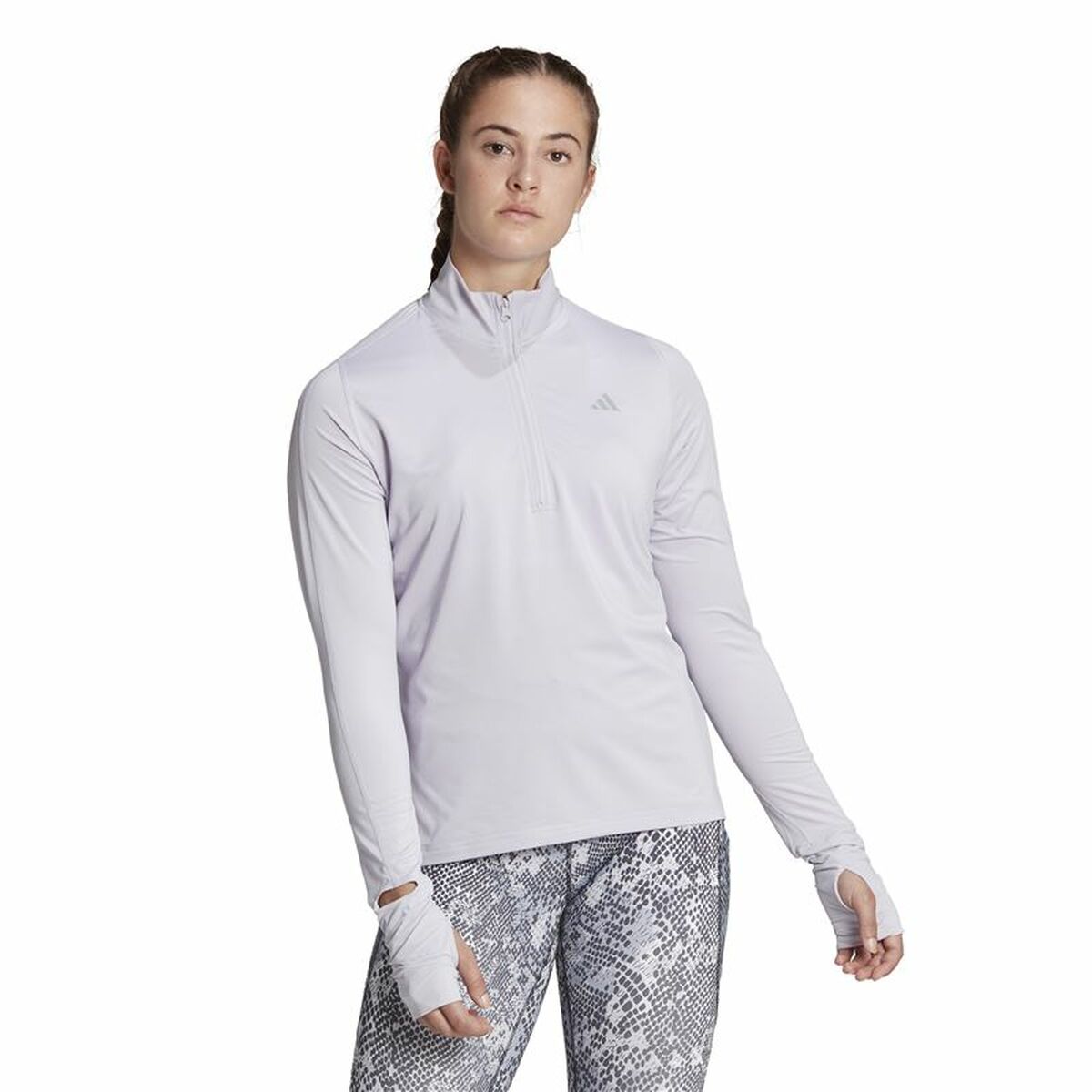 Women’s long sleeve T-shirt Adidas Fast 1/2 Zip Lilac Lavendar