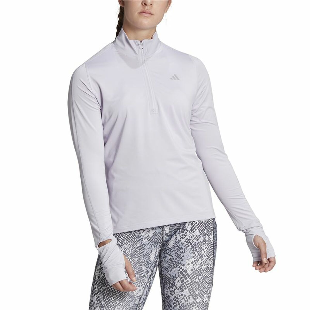 Women’s long sleeve T-shirt Adidas Fast 1/2 Zip Lilac Lavendar