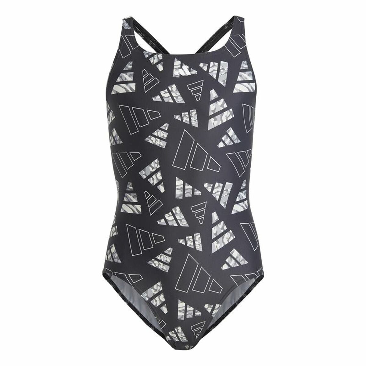 Swimsuit for Girls Adidas Aop Bars Suit Grey Swimsuit for Girls Adidas Aop Bars Suit Grey