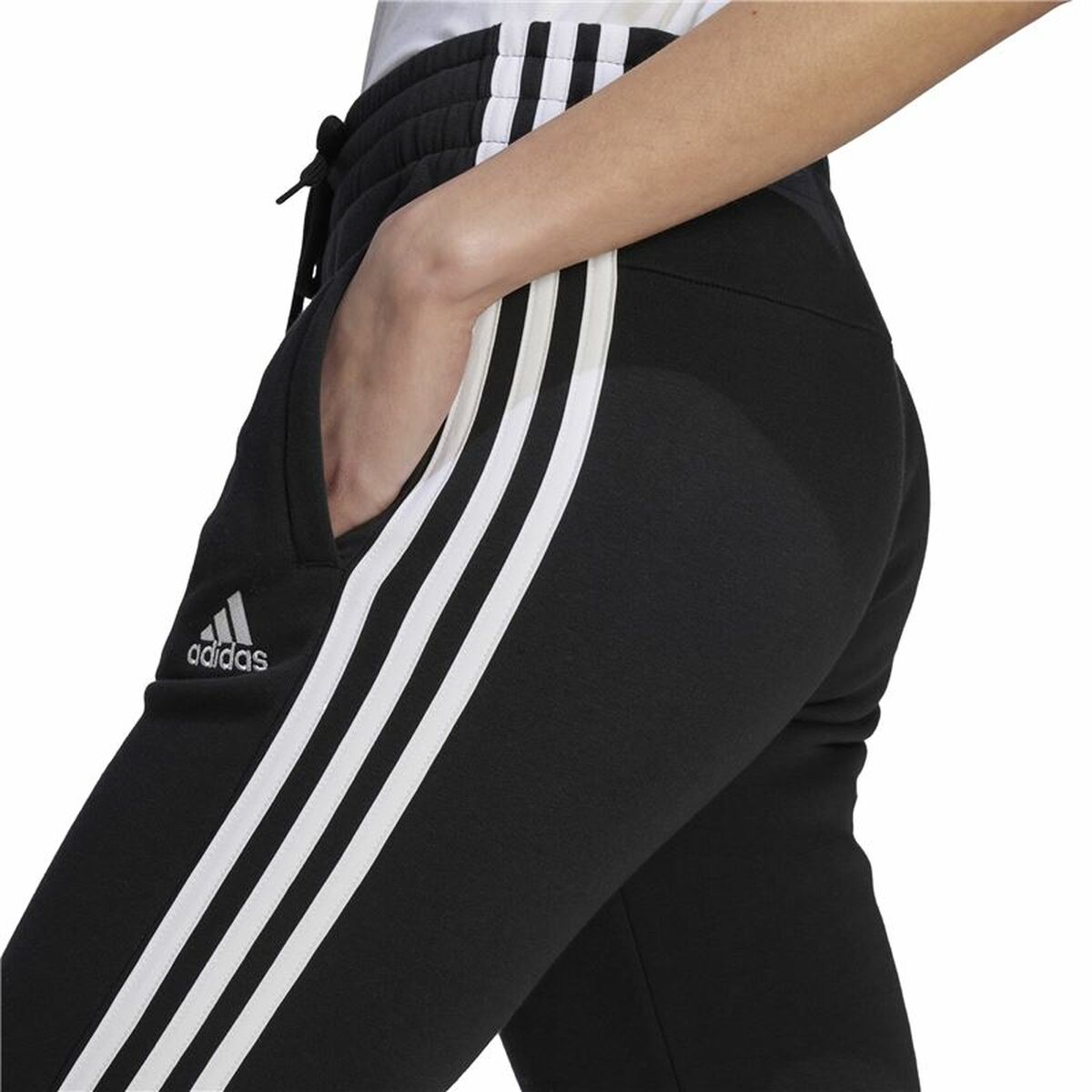 Long Sports Trousers Adidas 3S Fl C Pt Black Lady