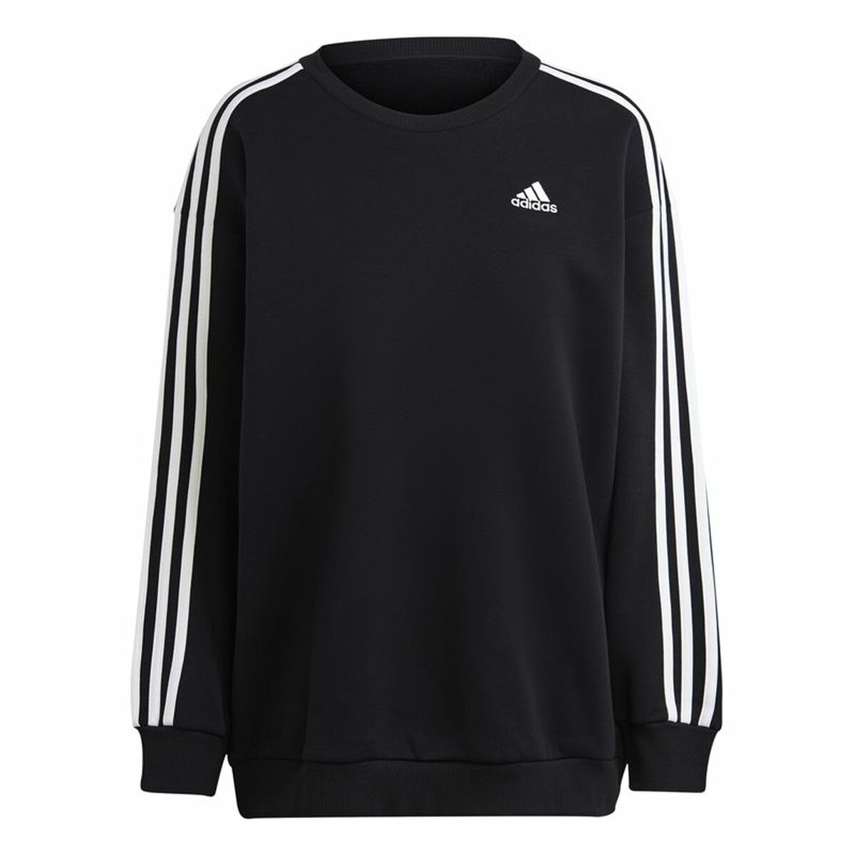 Womens Sweatshirt without Hood Adidas 3S Fl Os Swt Black L/XL