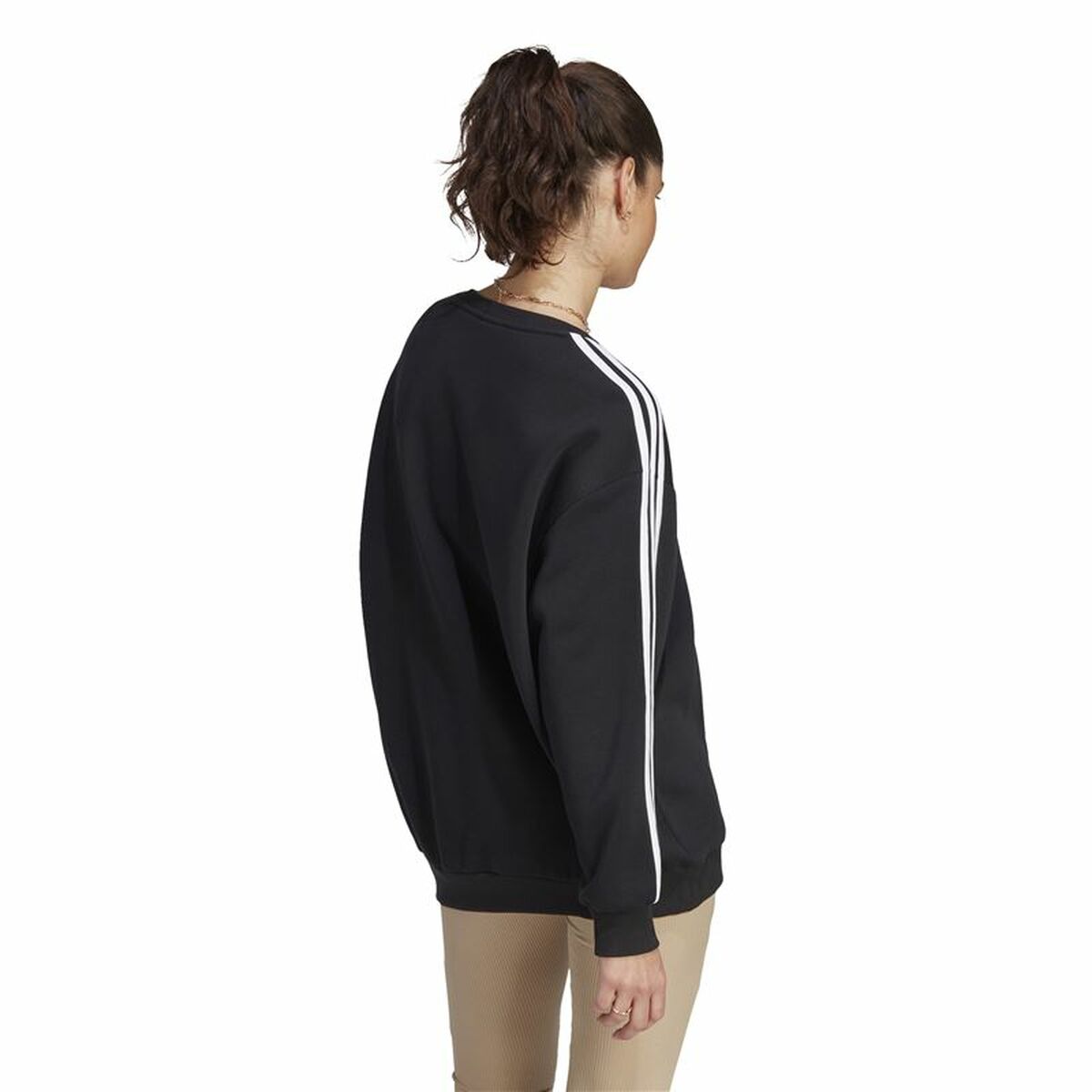 Womens Sweatshirt without Hood Adidas 3S Fl Os Swt Black L/XL
