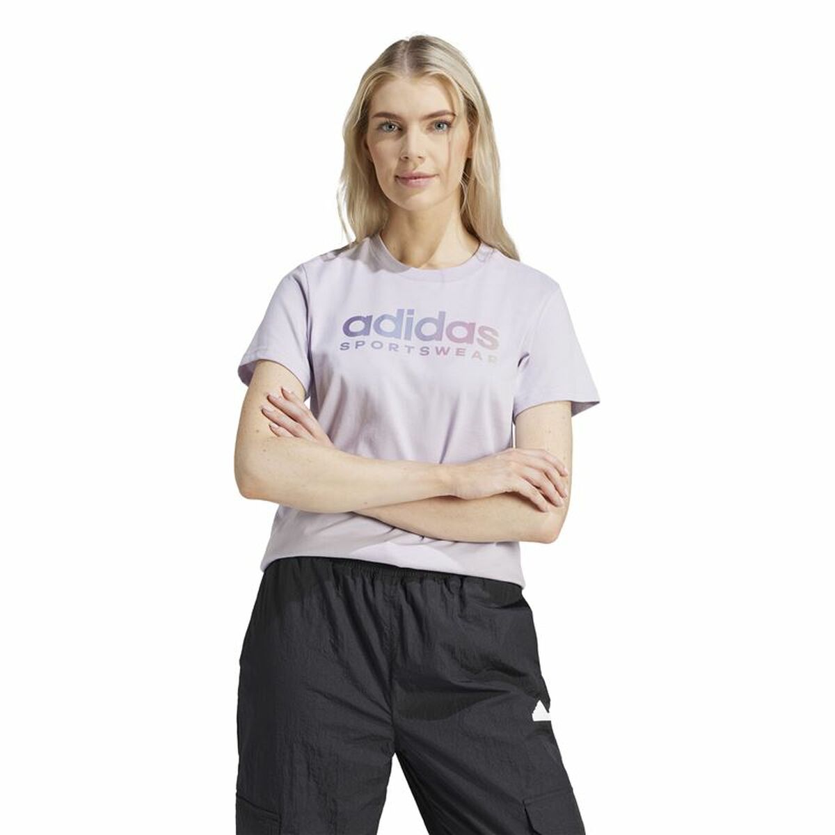 Womens Short Sleeve T-Shirt Adidas Linear Spw Gt (XS)